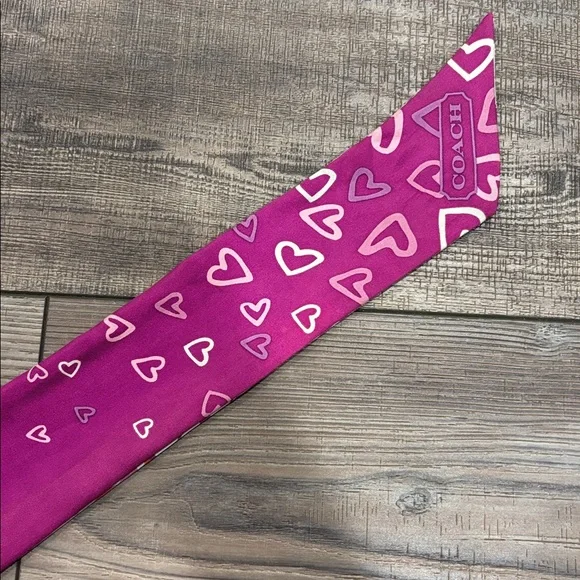 Coach Reversible Purple Heart Twilly Scarf - Picture 6 of 7
